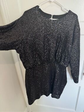 Express Black Sleeveless Sequin Dress